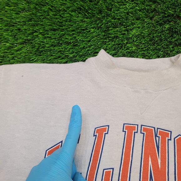 VTG Illinois Chief Sleeveless Cut Off Sweatshirt XL Boxy Cropped Fit - Picture 5 of 9